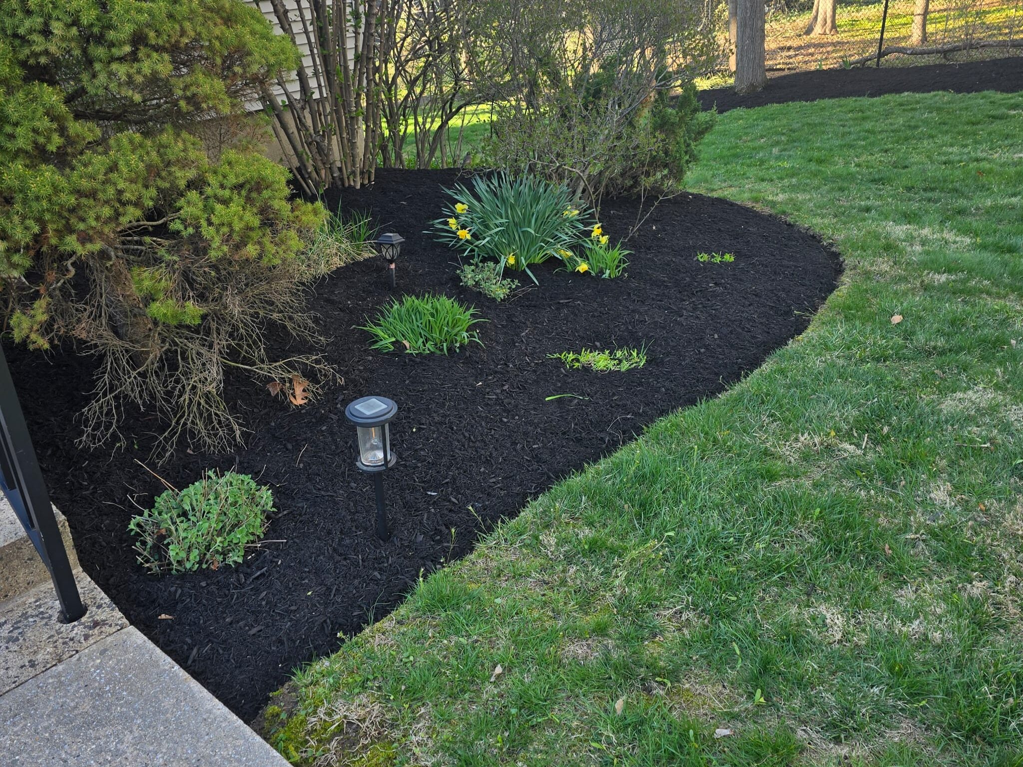 Mulch installation in a New Jersey landscape