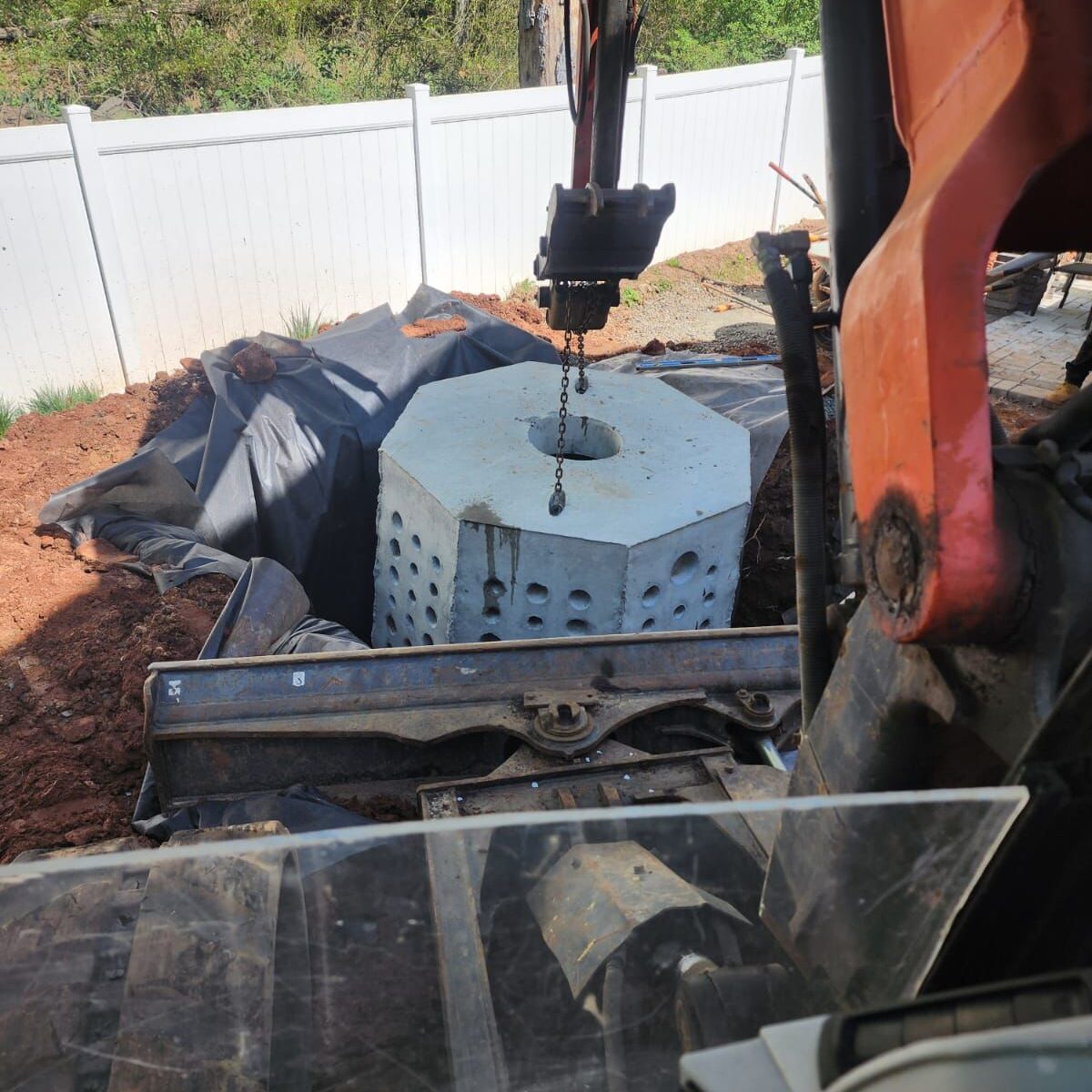 Patio drainage solution installed beneath a paver patio in New Jersey