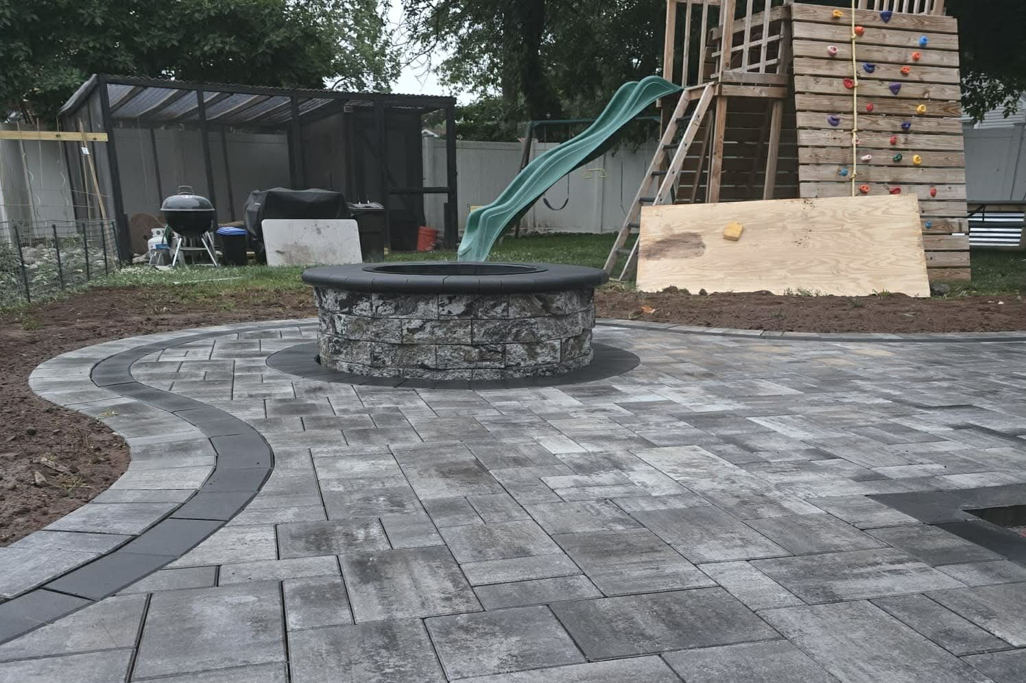 Completed outdoor fire pit installation in New Jersey